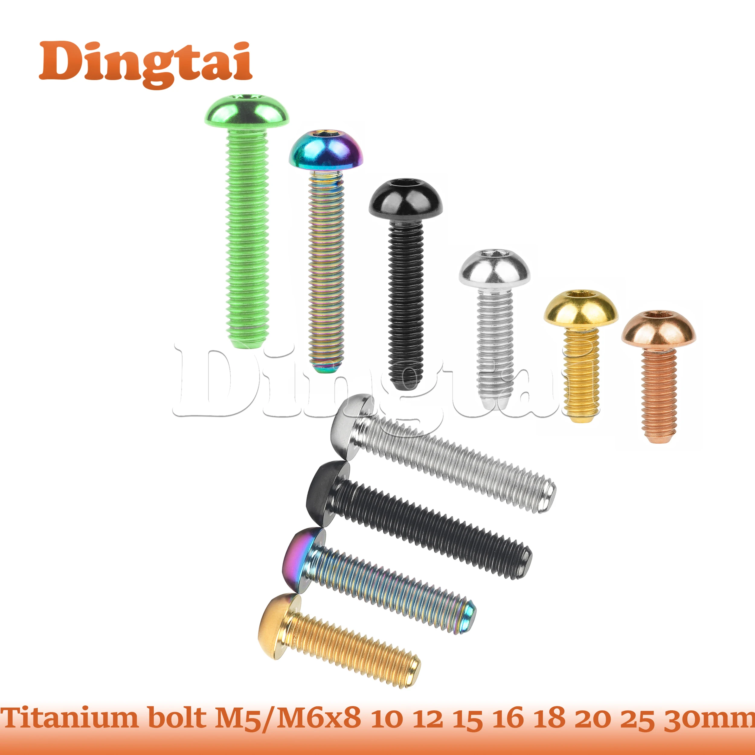 Dingtai Titanium Bolt M5/M6x8 10 12 15 16 18 20 25 30mm Button Hex Allen Head Screws for Road Motorcycle Car Parts
Dingtai Titanium Bolt M5/M6x8 10 12 15 16 18 20 25 30mm Button Hex Allen Head Screws for Road Motorcycle Car Parts
