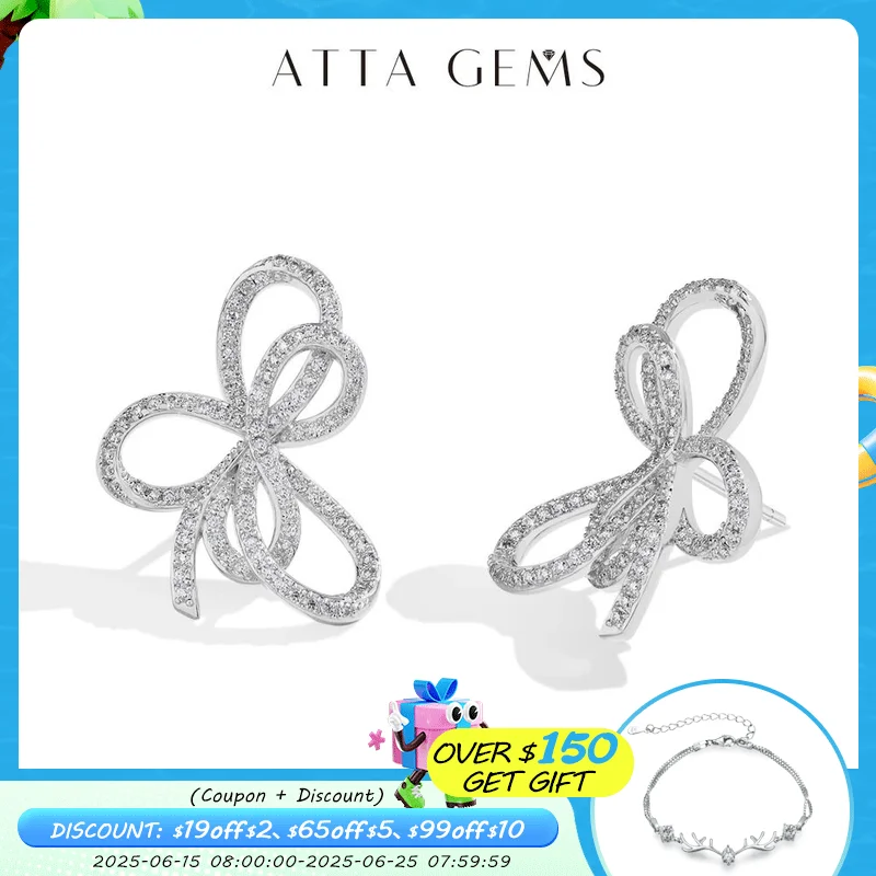 ATTAGEMS Sparkling Bow Knot Moissanite Stud Earrings for Women VVS1 Diamond 100% 925 Sterling Silver Handmade Wedding Bride Gift
ATTAGEMS Sparkling Bow Knot Moissanite Stud Earrings for Women VVS1 Diamond 100% 925 Sterling Silver Handmade Wedding Bride Gift