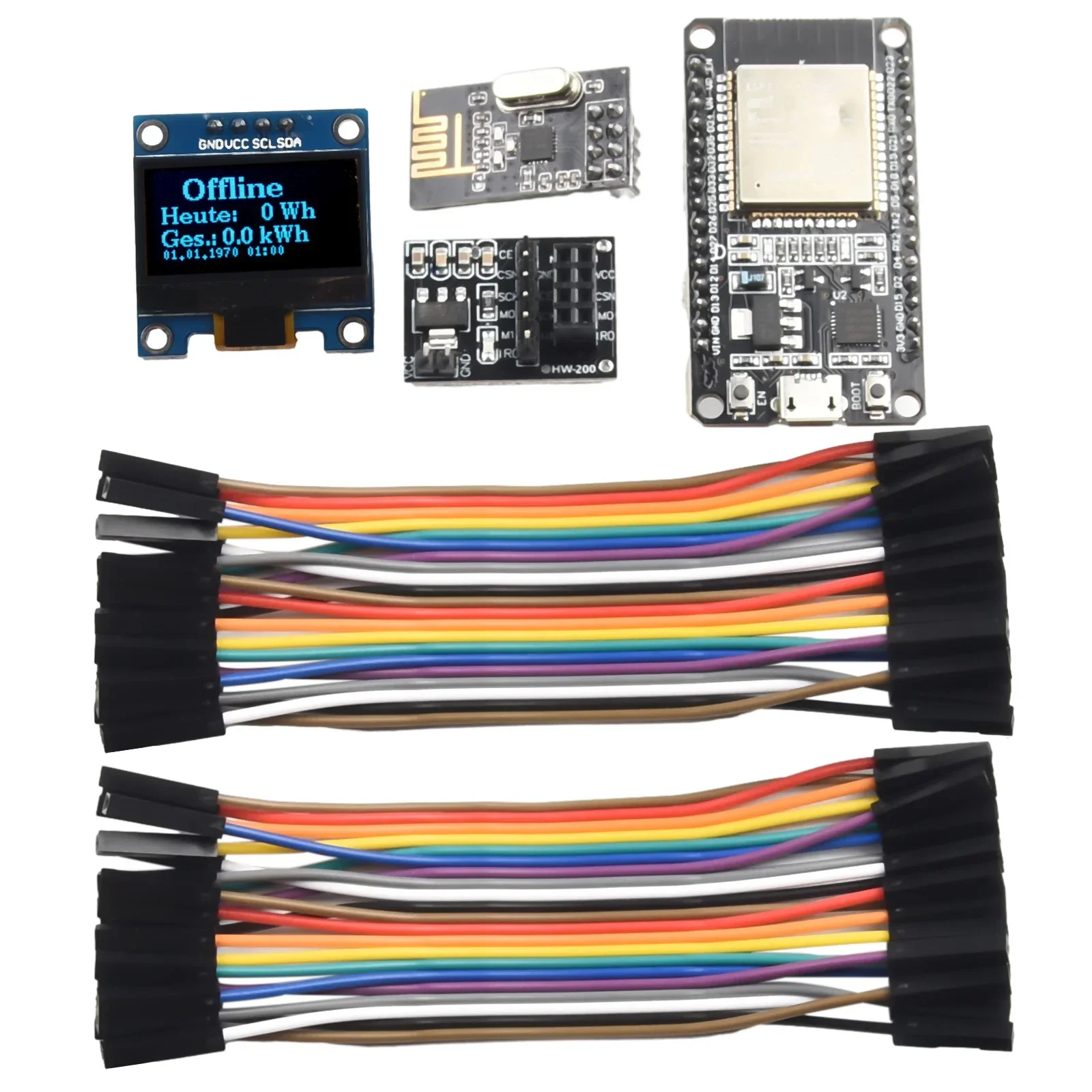 1set ESP321 & NRF24L01 & Cable & Display Accessories OpenDTU For Inverters DIY Power Tools Module Replacement Kit
1set ESP321 & NRF24L01 & Cable & Display Accessories OpenDTU For Inverters DIY Power Tools Module Replacement Kit
