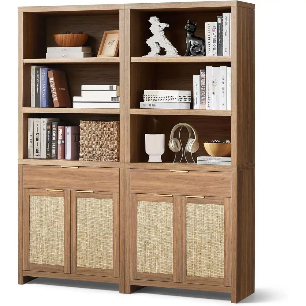 Rattan 5-Tier Bookshelf with Cabinet, Large Wooden Storage for Living Room, Weathered Oak Finish (Set of 2)
Rattan 5-Tier Bookshelf with Cabinet, Large Wooden Storage for Living Room, Weathered Oak Finish (Set of 2)