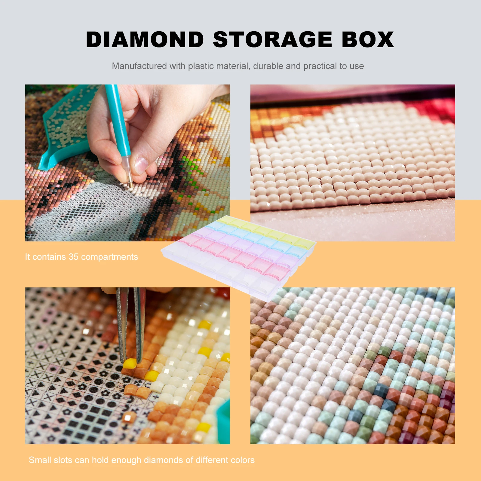 35 Compartments Diamond Storage Box Plastic Bead Organizer Nail Art Rhinestone Container Lids Jewelry Earring Ring Accessories
35 Compartments Diamond Storage Box Plastic Bead Organizer Nail Art Rhinestone Container Lids Jewelry Earring Ring Accessories