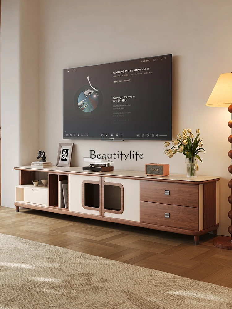 Medieval rock slab coffee table TV cabinet hidden embedded lifting tea stove integrated 
Medieval rock slab coffee table TV cabinet hidden embedded lifting tea stove integrated