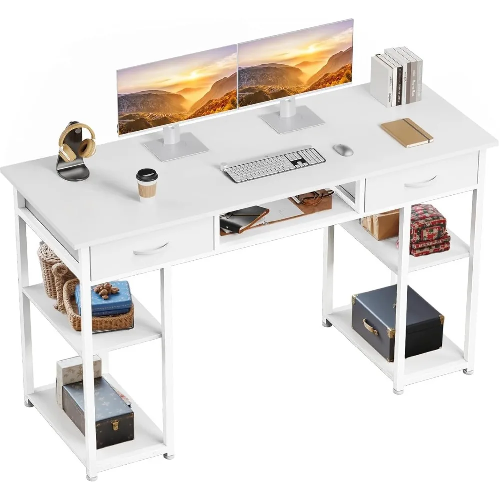 Computer Desk - 48 Inch Home Office Bedroom Writing Study PC Table with Fabric Drawers Storage Shelves Space Side Bag Headphone
Computer Desk - 48 Inch Home Office Bedroom Writing Study PC Table with Fabric Drawers Storage Shelves Space Side Bag Headphone