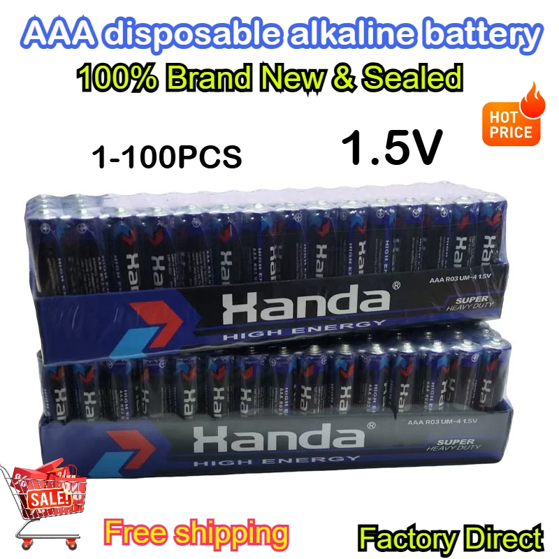 1-100PCS AAA disposable alkaline battery 1.5V high rate battery suitable for remote controls toys electronic scales alarm clocks
1-100PCS AAA disposable alkaline battery 1.5V high rate battery suitable for remote controls toys electronic scales alarm clocks