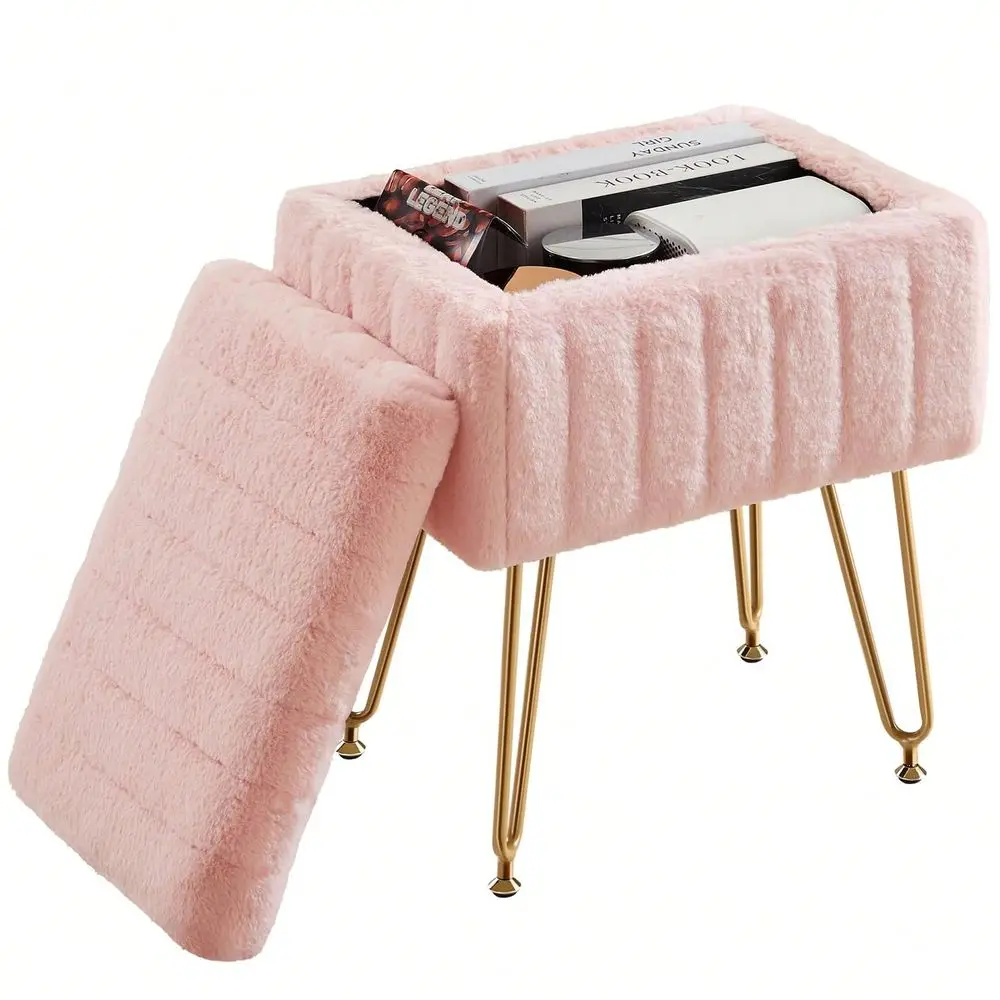 Stool Chair With Storage, Ottoman Faux Fur Soft Padded Makeup Footstools Seat With 4 Metal Legs AntiSlip Adjustable Feet Modern
Stool Chair With Storage, Ottoman Faux Fur Soft Padded Makeup Footstools Seat With 4 Metal Legs AntiSlip Adjustable Feet Modern