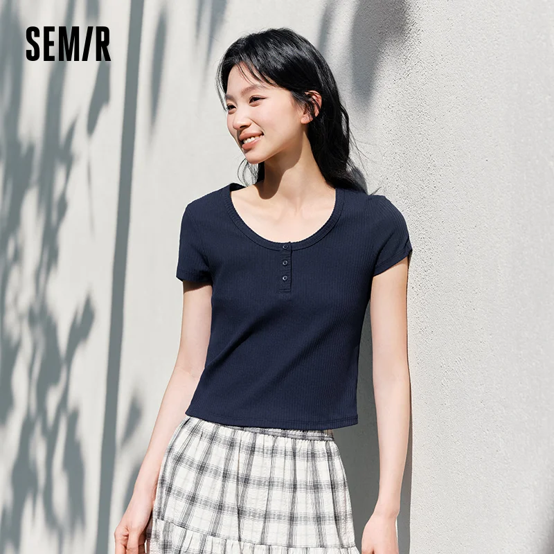 Semir Sexy Short Sleeve T-Shirt Women Slim Fit Basic Solid Color 2025 Summer Versatile Top Perfect for Dating and Night Out
Semir Sexy Short Sleeve T-Shirt Women Slim Fit Basic Solid Color 2025 Summer Versatile Top Perfect for Dating and Night Out