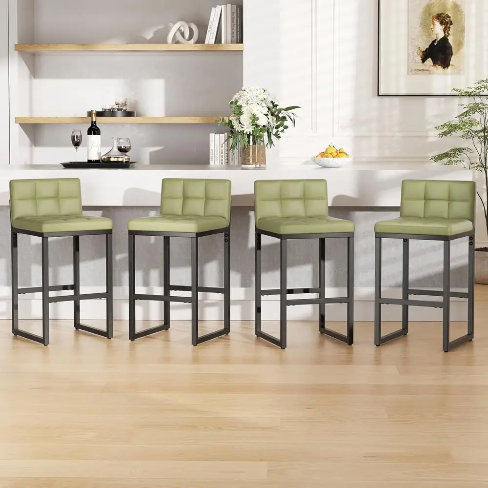 Set of 4, 24 Green Leather Counter Height Bar Stools with Low Back and Footrest, Sturdy Metal Legs, Upholstered Kitchen Chairs
Set of 4, 24 Green Leather Counter Height Bar Stools with Low Back and Footrest, Sturdy Metal Legs, Upholstered Kitchen Chairs