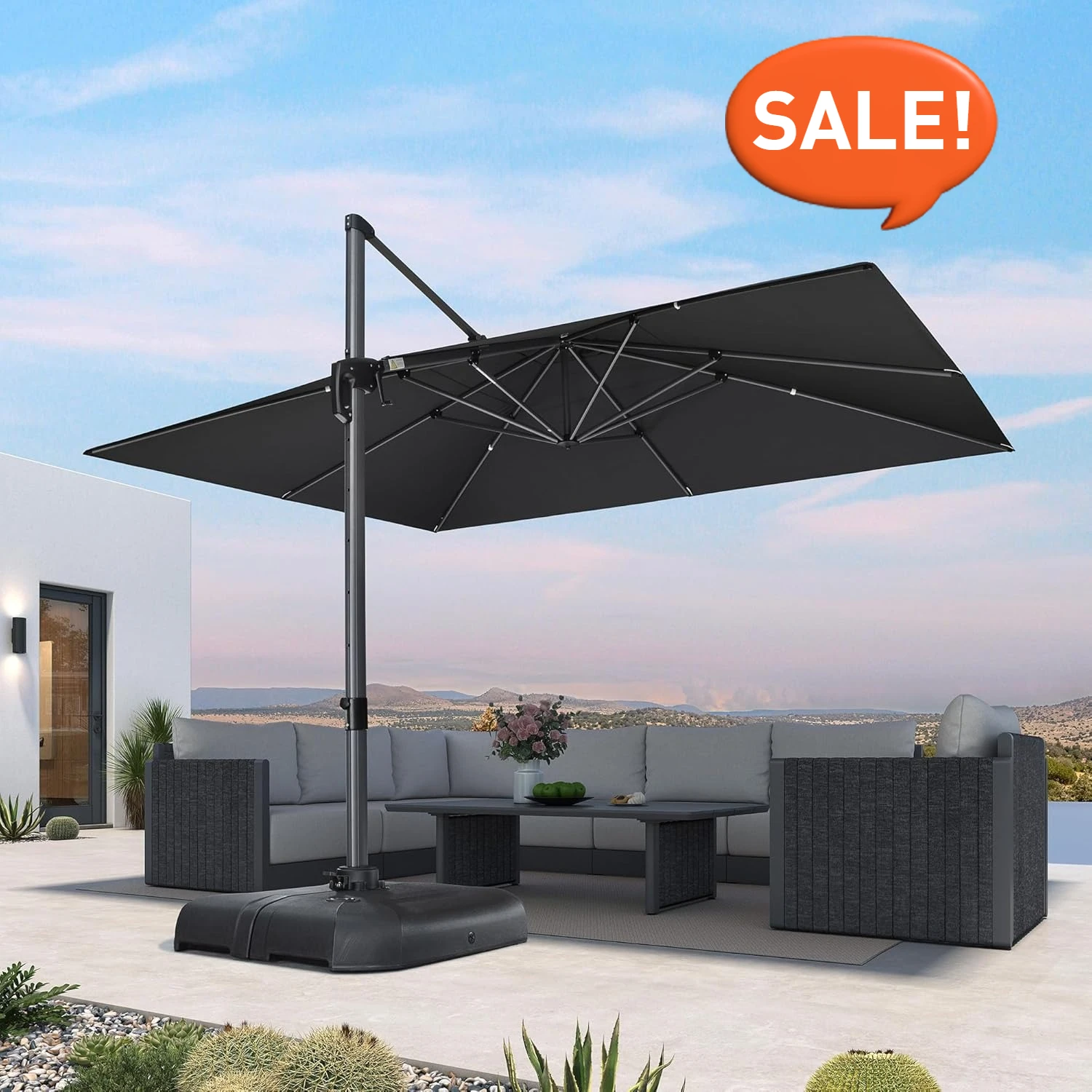 10' X 13' Patio Umbrella Outdoor 360-degree Rotation for Garden Deck Pool Patio Black Cantilever Rectangle Umbrella Aluminum
10' X 13' Patio Umbrella Outdoor 360-degree Rotation for Garden Deck Pool Patio Black Cantilever Rectangle Umbrella Aluminum
