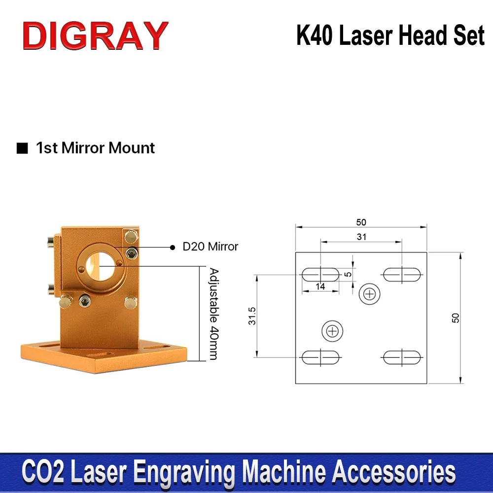 Комплект лазерных головок DIGRAY K Series CO2, диаметр 12/20 мм, фокусное расстояние 50,8 мм, золотистый цвет, для лазерных гравировальных и режущих станков 2030, 4060, K40
Комплект лазерных головок DIGRAY K Series CO2, диаметр 12/20 мм, фокусное расстояние 50,8 мм, золотистый цвет, для лазерных гравировальных и режущих станков 2030, 4060, K40