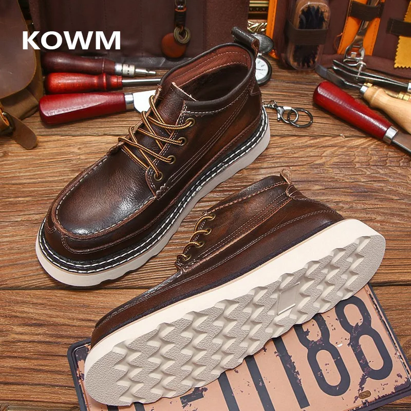 KOWM Cowhide Hiking shoes men walking boots British motorcycle boots ankle casual trekking shoes thick soled snow boots sneakers
KOWM Cowhide Hiking shoes men walking boots British motorcycle boots ankle casual trekking shoes thick soled snow boots sneakers