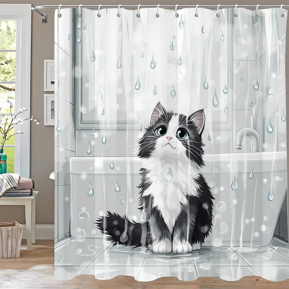 Cute Cartoon Cat and Dog Shower Curtain, Bathroom Decorative Curtain, Printed Shower Curtain, Home Decoration Curtain with Hooks
Cute Cartoon Cat and Dog Shower Curtain, Bathroom Decorative Curtain, Printed Shower Curtain, Home Decoration Curtain with Hooks
