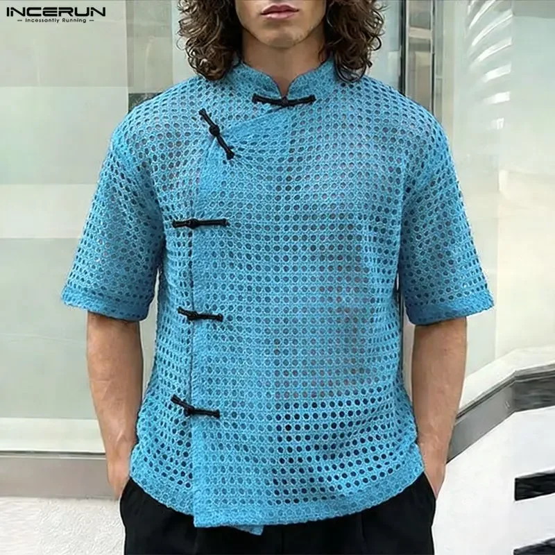 INCERUN Men's Shirt Hollow Out See Through Stand Collar Hlaf Sleeve Men Clothes Streetwear 2026 Button Vintage Camisa Tops Man
INCERUN Men's Shirt Hollow Out See Through Stand Collar Hlaf Sleeve Men Clothes Streetwear 2026 Button Vintage Camisa Tops Man