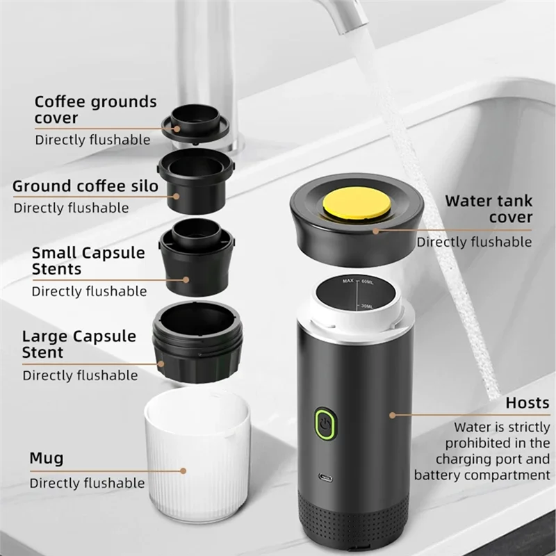 BYBS-Wireless Electric Portable Espresso Coffee Machine For Camping Coffee Maker 3-In-1 Capsule Powder Travel Coffee Maker
BYBS-Wireless Electric Portable Espresso Coffee Machine For Camping Coffee Maker 3-In-1 Capsule Powder Travel Coffee Maker