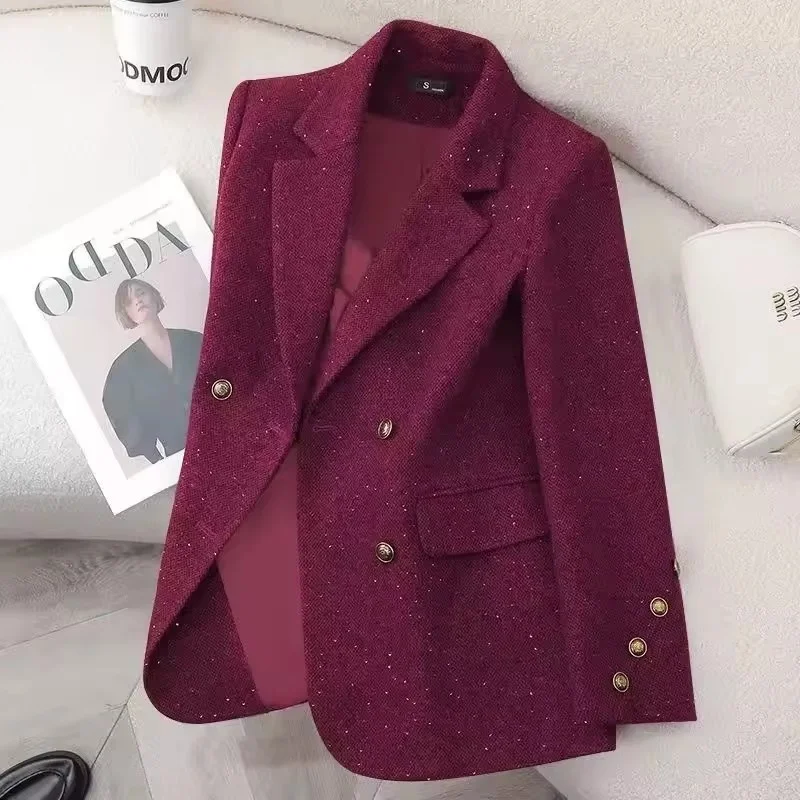 2025 New Temperament Leisure Suit Jacket Women Spring Autumn Red Blazer Coat Slim Korean Outcoat Double-Breasted Outwear Female
2025 New Temperament Leisure Suit Jacket Women Spring Autumn Red Blazer Coat Slim Korean Outcoat Double-Breasted Outwear Female