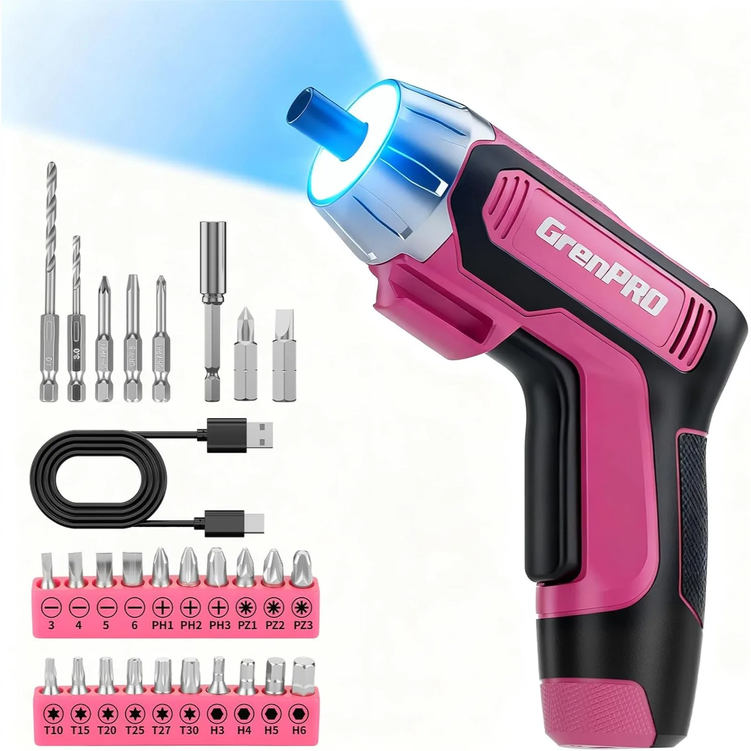 4V Electric Screwdriver Rechargeable 29pcs Cordless Screwdriver Set With Bits USB Small Power Screwdriver For Home Repairs Pink
4V Electric Screwdriver Rechargeable 29pcs Cordless Screwdriver Set With Bits USB Small Power Screwdriver For Home Repairs Pink