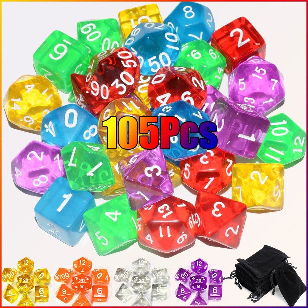 DND Dice Transparent Polyhedral Effect D6 Multi-Side Dice for Role Playing Table Games with Pouch RPG Board Game 7-105Pcs
DND Dice Transparent Polyhedral Effect D6 Multi-Side Dice for Role Playing Table Games with Pouch RPG Board Game 7-105Pcs