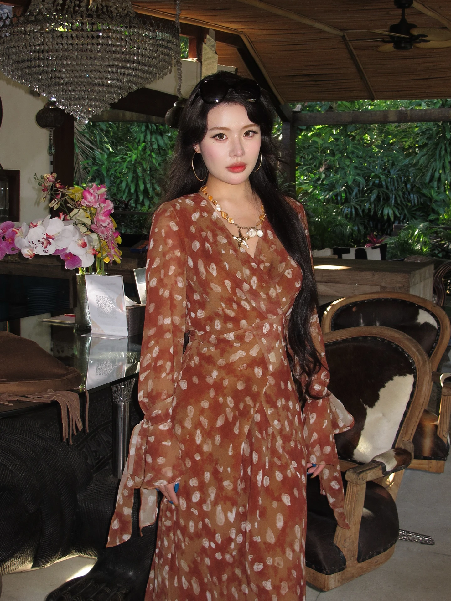 Coffee Polka Dot Wrap Waist Dress Vintage Style Long Sleeve V Neck Gored Skirt for Women Spring Summer New Arrival
Coffee Polka Dot Wrap Waist Dress Vintage Style Long Sleeve V Neck Gored Skirt for Women Spring Summer New Arrival