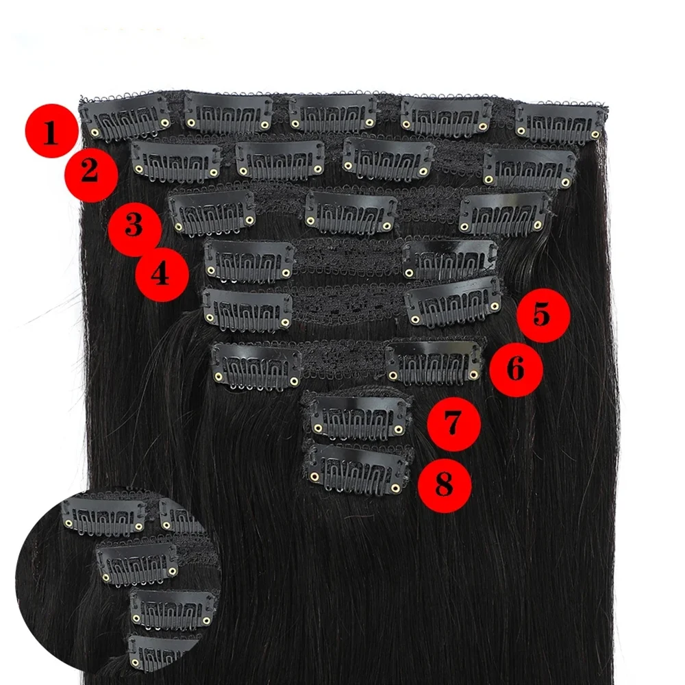Straight Human Hair Clip in Hair Extensions 100% Unprocessed Full Head Brazilian Virgin Hair Natural Black Color 8Pcs With 120G
Straight Human Hair Clip in Hair Extensions 100% Unprocessed Full Head Brazilian Virgin Hair Natural Black Color 8Pcs With 120G