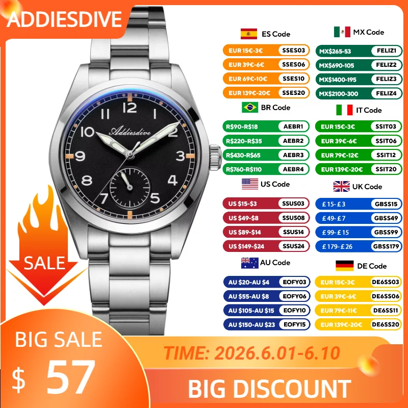 ADDIESDIVE Luxury Quartz Watch For Men VH60 Movement Luminous Waterproof Wristwatch Bubble Mirror Glass Fashion Watches Man NEW
ADDIESDIVE Luxury Quartz Watch For Men VH60 Movement Luminous Waterproof Wristwatch Bubble Mirror Glass Fashion Watches Man NEW