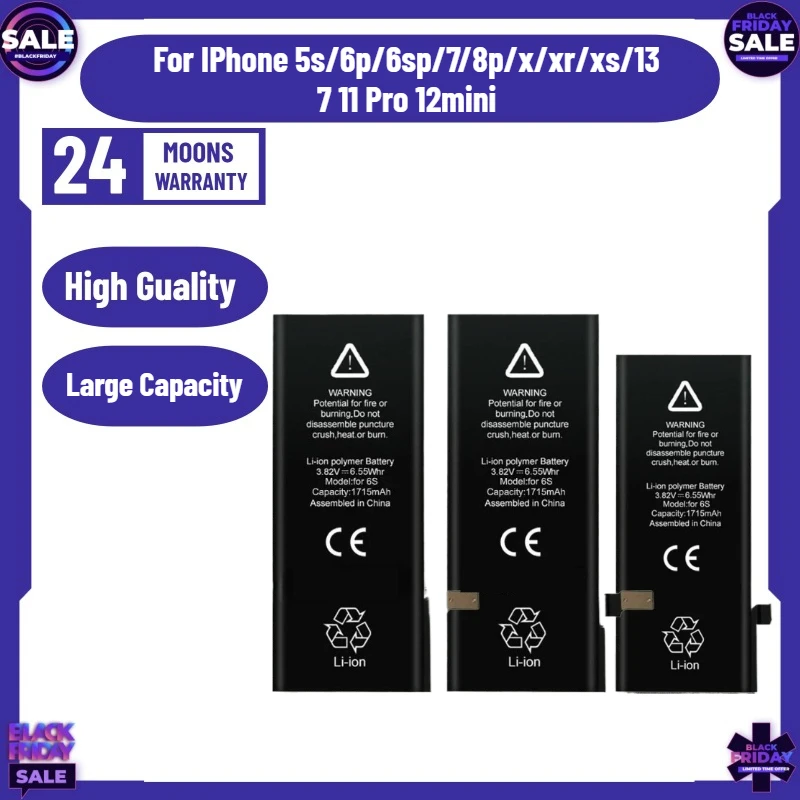 Large Capacity Battery for IPhone X XS XR XSmax 11 12 13 14 Pro Max 12 13 Mini 14plus Mobile Phone Battery
Large Capacity Battery for IPhone X XS XR XSmax 11 12 13 14 Pro Max 12 13 Mini 14plus Mobile Phone Battery