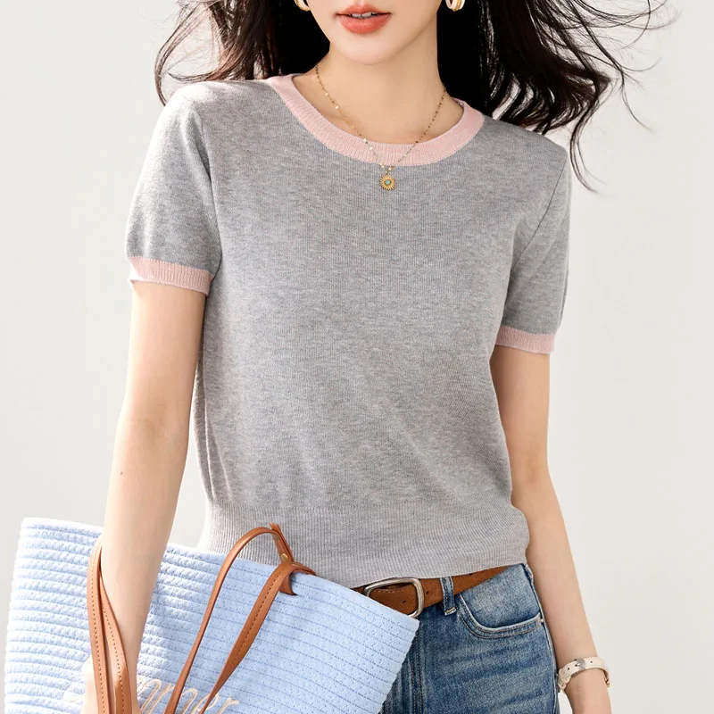 Patchwork New Summer Knitted Sweater Women Pullovers Short Sleeve Knit Sweater Pullover Women Tops O-Neck Patchwork 2026 Q4873
Patchwork New Summer Knitted Sweater Women Pullovers Short Sleeve Knit Sweater Pullover Women Tops O-Neck Patchwork 2026 Q4873