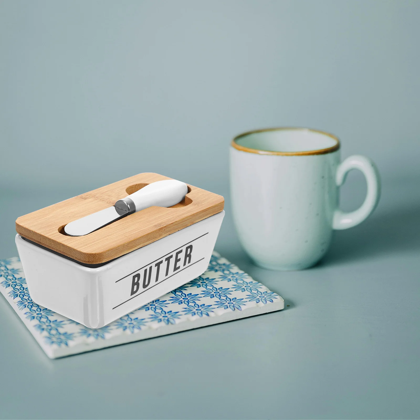 Ceramic Butter Stainless Steel Knife Black Bamboo Cheese Container Lid 500ml Kitchen Farmhouse Dish Container Storage
Ceramic Butter Stainless Steel Knife Black Bamboo Cheese Container Lid 500ml Kitchen Farmhouse Dish Container Storage