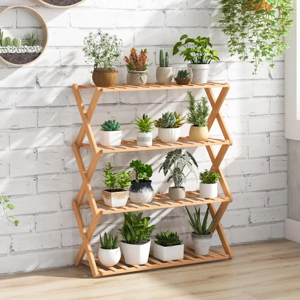 4-Tier Folding Planter Shelf, Plant Stand Indoor, Foldable Display Rack w/ Slatted Shelves, No Assembly
4-Tier Folding Planter Shelf, Plant Stand Indoor, Foldable Display Rack w/ Slatted Shelves, No Assembly