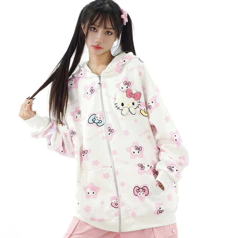 Y2K Hello Kitty Kawaii Girls Hoodie Sweatshirt Zipper Cardigan Sanrio Anime Spring Winter Embroidery Coat Women Tops Loose
Y2K Hello Kitty Kawaii Girls Hoodie Sweatshirt Zipper Cardigan Sanrio Anime Spring Winter Embroidery Coat Women Tops Loose