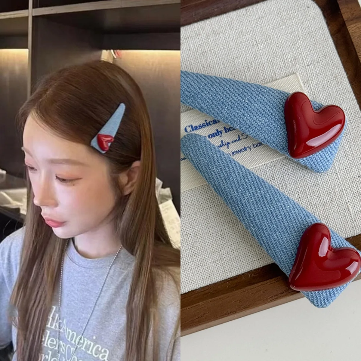 Hair Clip Heart Denim Fabric Sweet Side Fringe Clip for Girls Daily Cute Premium Soft Durable Classic Accessory
Hair Clip Heart Denim Fabric Sweet Side Fringe Clip for Girls Daily Cute Premium Soft Durable Classic Accessory