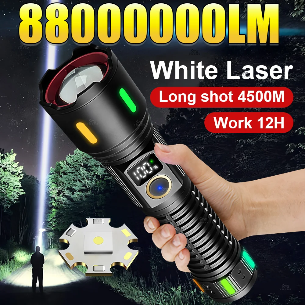 New 88000000LM LED Flashlight Super Bright Torch Light Outdoor White Laser Rechargeable Lamps Zoom High Power Camping Flashlight
New 88000000LM LED Flashlight Super Bright Torch Light Outdoor White Laser Rechargeable Lamps Zoom High Power Camping Flashlight