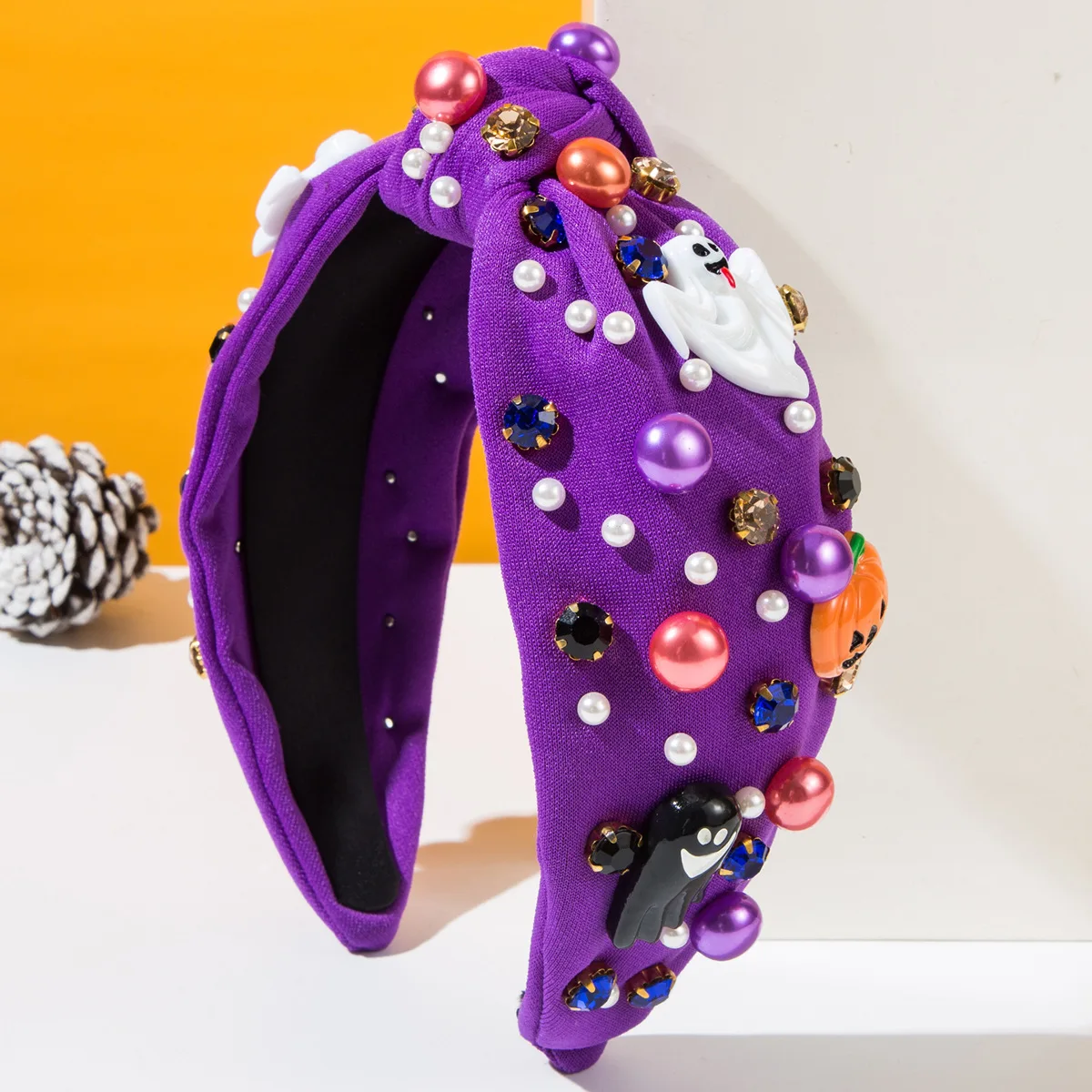 Halloween Hair Band for Women Knotting Headbands with Ghost Pumpkin Diamonds Pearl Holiday Festival Headwear Hair Accessories
Halloween Hair Band for Women Knotting Headbands with Ghost Pumpkin Diamonds Pearl Holiday Festival Headwear Hair Accessories