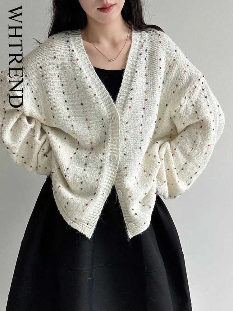 WHTREND Colorful Knitted V-Neck Wool Cardigan For Women Autumn New Korean Style Soft Sequin Coat WH1796
WHTREND Colorful Knitted V-Neck Wool Cardigan For Women Autumn New Korean Style Soft Sequin Coat WH1796