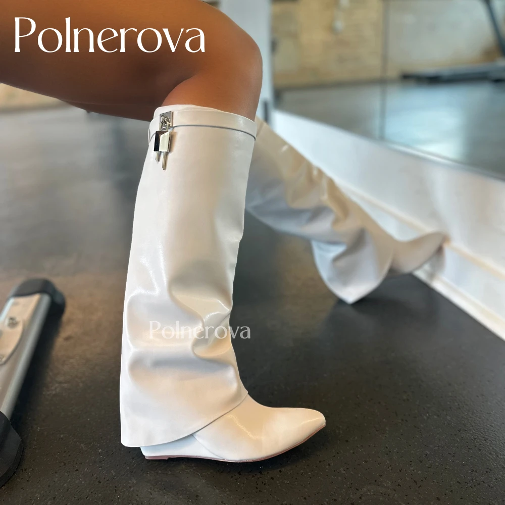 Metallic Lock Knee Boots Classic Designer Style Boots Pointed Toe Wedge Zipper Boots Metallic Leather Custom Color Large Size
Metallic Lock Knee Boots Classic Designer Style Boots Pointed Toe Wedge Zipper Boots Metallic Leather Custom Color Large Size