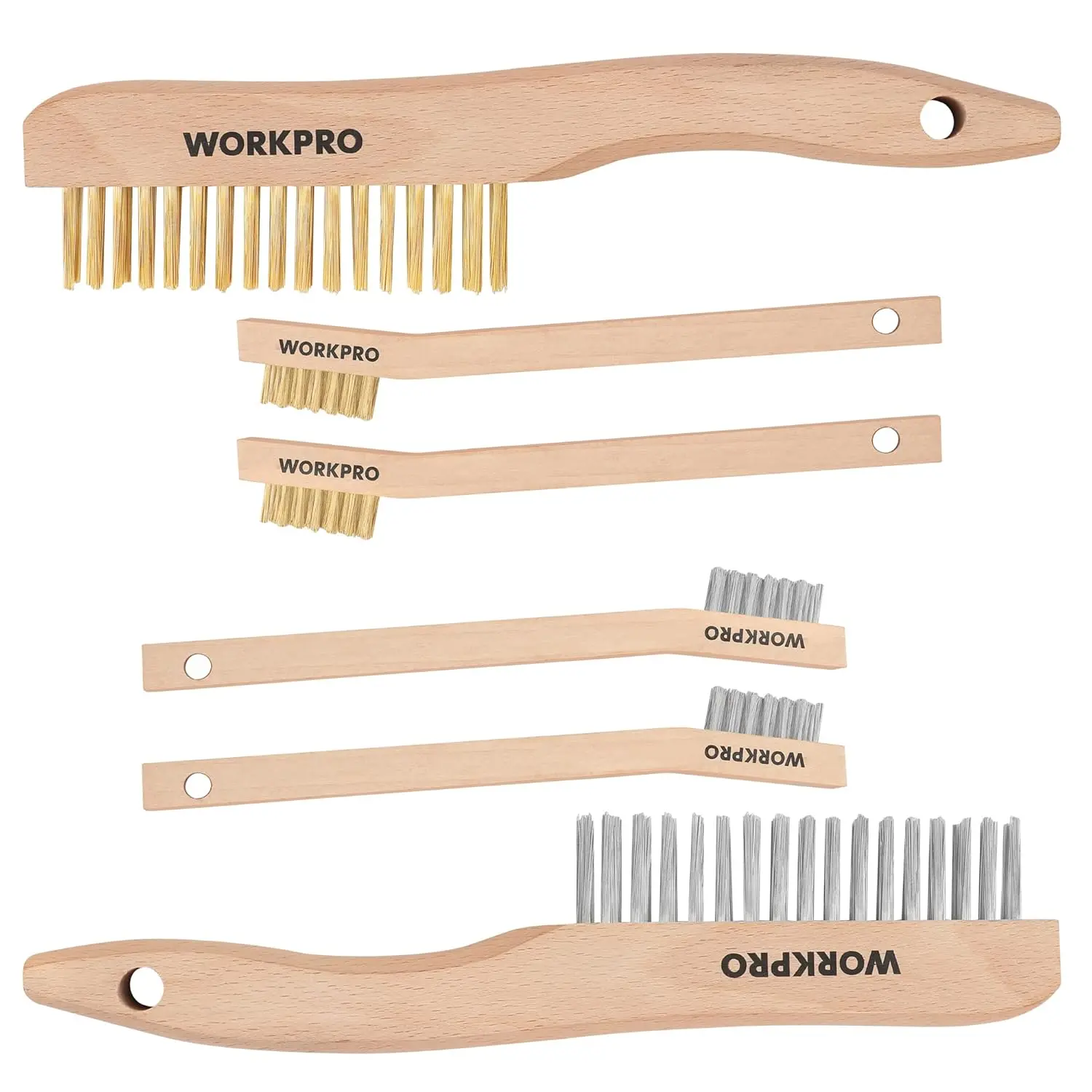 6-Piece Wire Brush Set, Brass & Stainless Steel, Small & Large, Wooden Handle for Rust & Paint Removal
6-Piece Wire Brush Set, Brass & Stainless Steel, Small & Large, Wooden Handle for Rust & Paint Removal