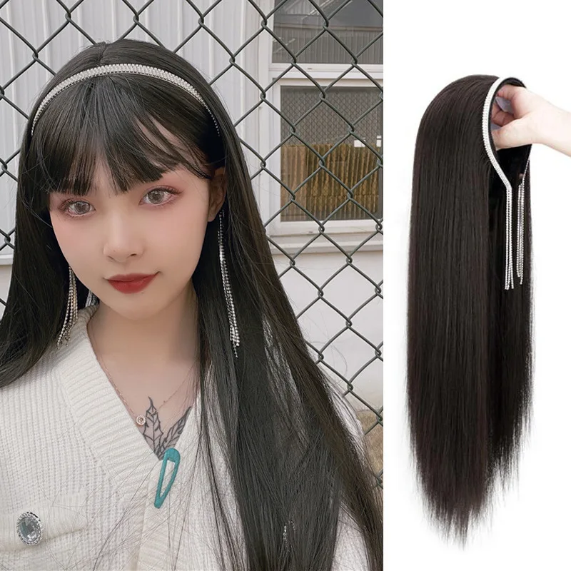 Synthetic Wigs for Women: Long Hair Crystal Tassel Headband, U-shaped Net Half-Head Cap, Straight Long Hair, Removable Headband
Synthetic Wigs for Women: Long Hair Crystal Tassel Headband, U-shaped Net Half-Head Cap, Straight Long Hair, Removable Headband