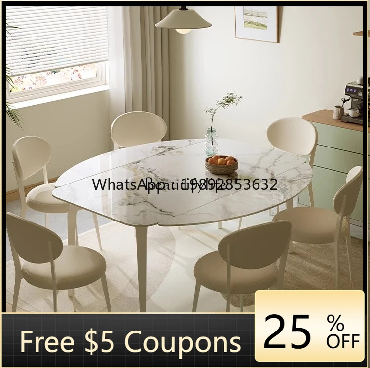 FF Rock slab retractable dining table cream wind rectangular can be square and round dual-purpose dining table
FF Rock slab retractable dining table cream wind rectangular can be square and round dual-purpose dining table