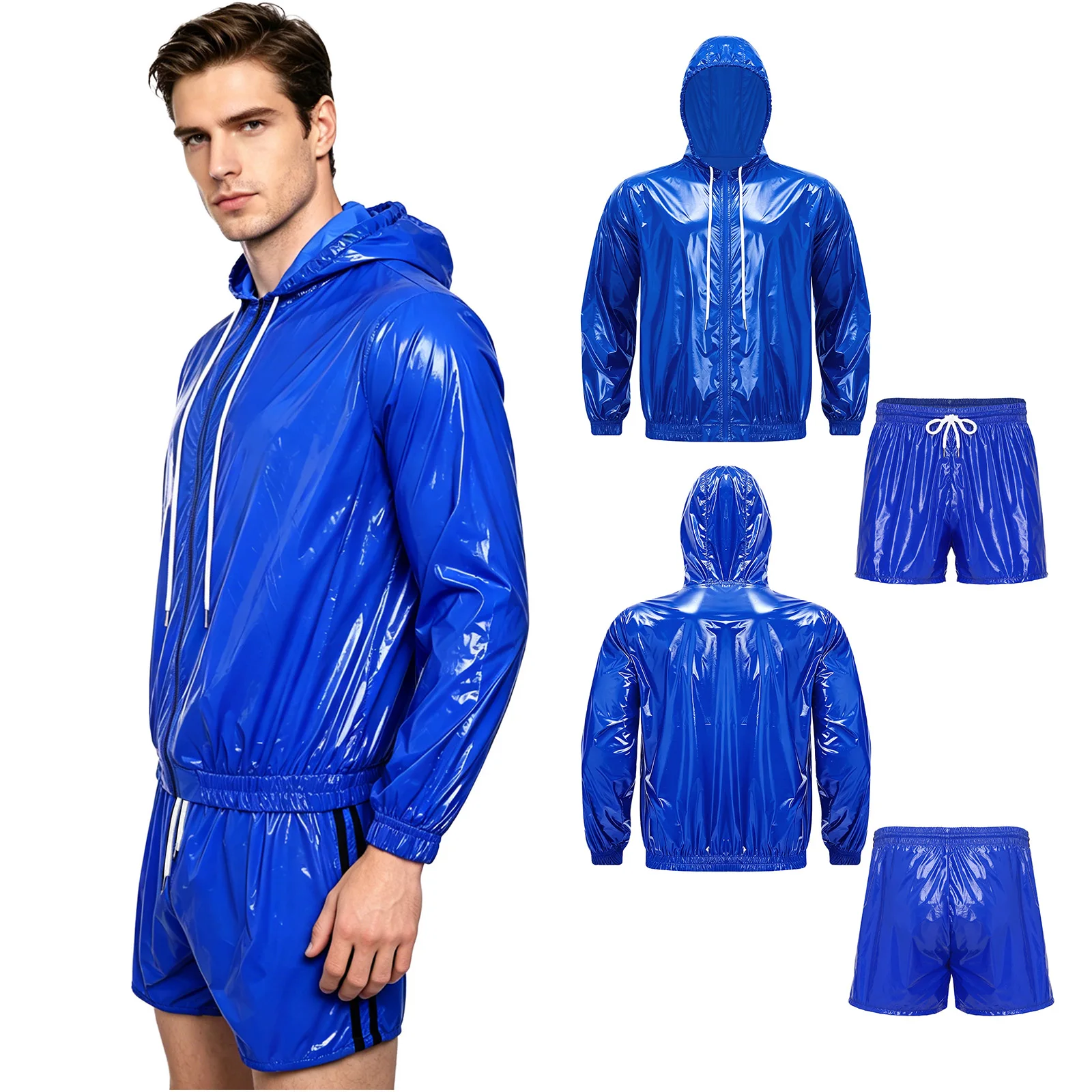 Mens Waterproof Sportswear Swim Sets Long Sleeve Hooded Jacket Windbreaker and Boxer Shorts Sweat Outfit for Swimming Workout
Mens Waterproof Sportswear Swim Sets Long Sleeve Hooded Jacket Windbreaker and Boxer Shorts Sweat Outfit for Swimming Workout