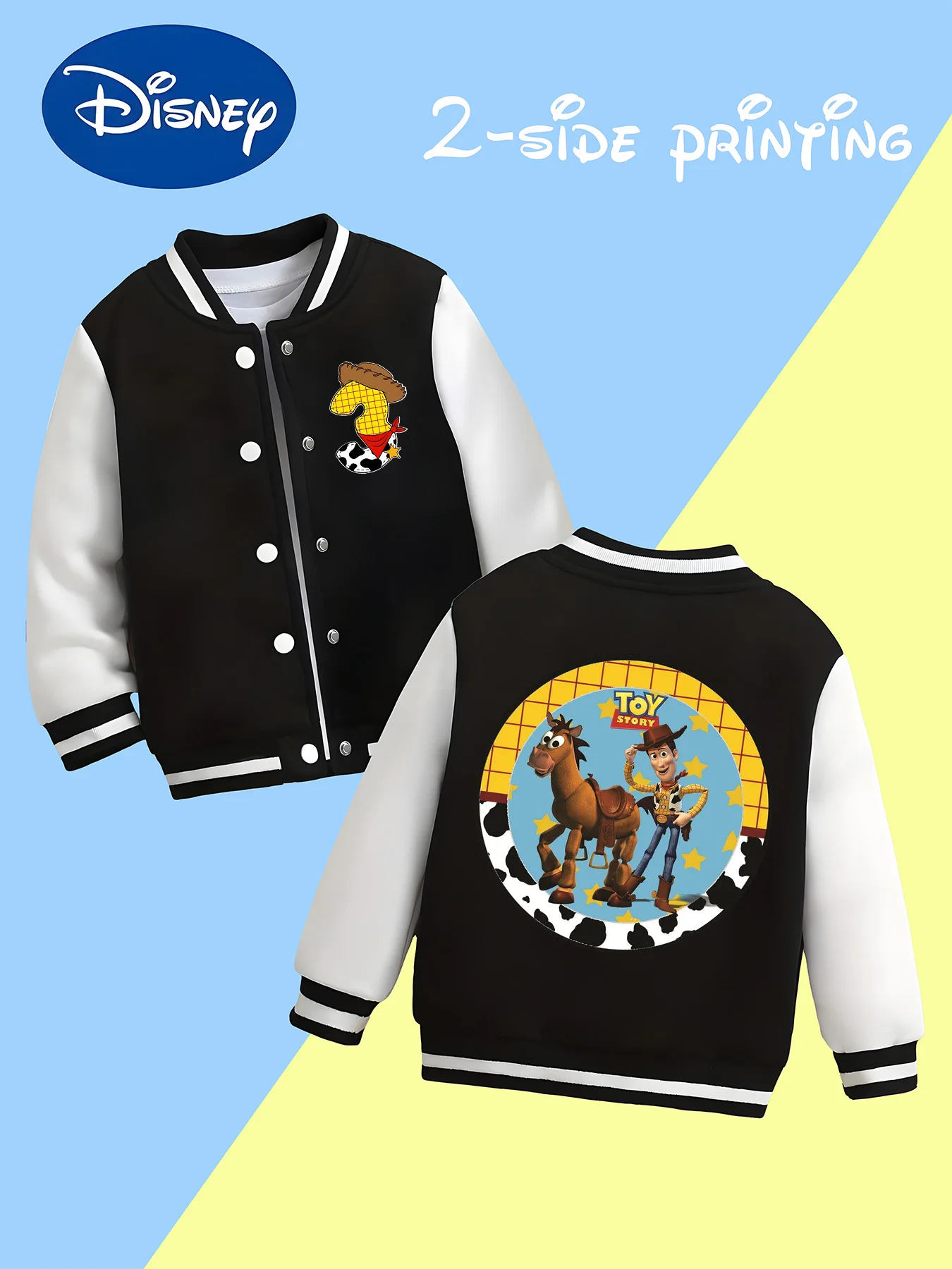 MINISO Disney co-branded Toy Story boys' baseball jacket - Woody and red heart double-sided print, versatile soft fabric
MINISO Disney co-branded Toy Story boys' baseball jacket - Woody and red heart double-sided print, versatile soft fabric