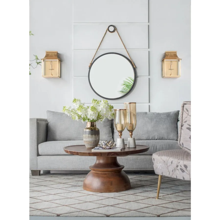 29.5 Inch Trendy Round Black Framed Wall Mirror with Rope Strap for Bathroom Bedroom or Living Room Decor
29.5 Inch Trendy Round Black Framed Wall Mirror with Rope Strap for Bathroom Bedroom or Living Room Decor