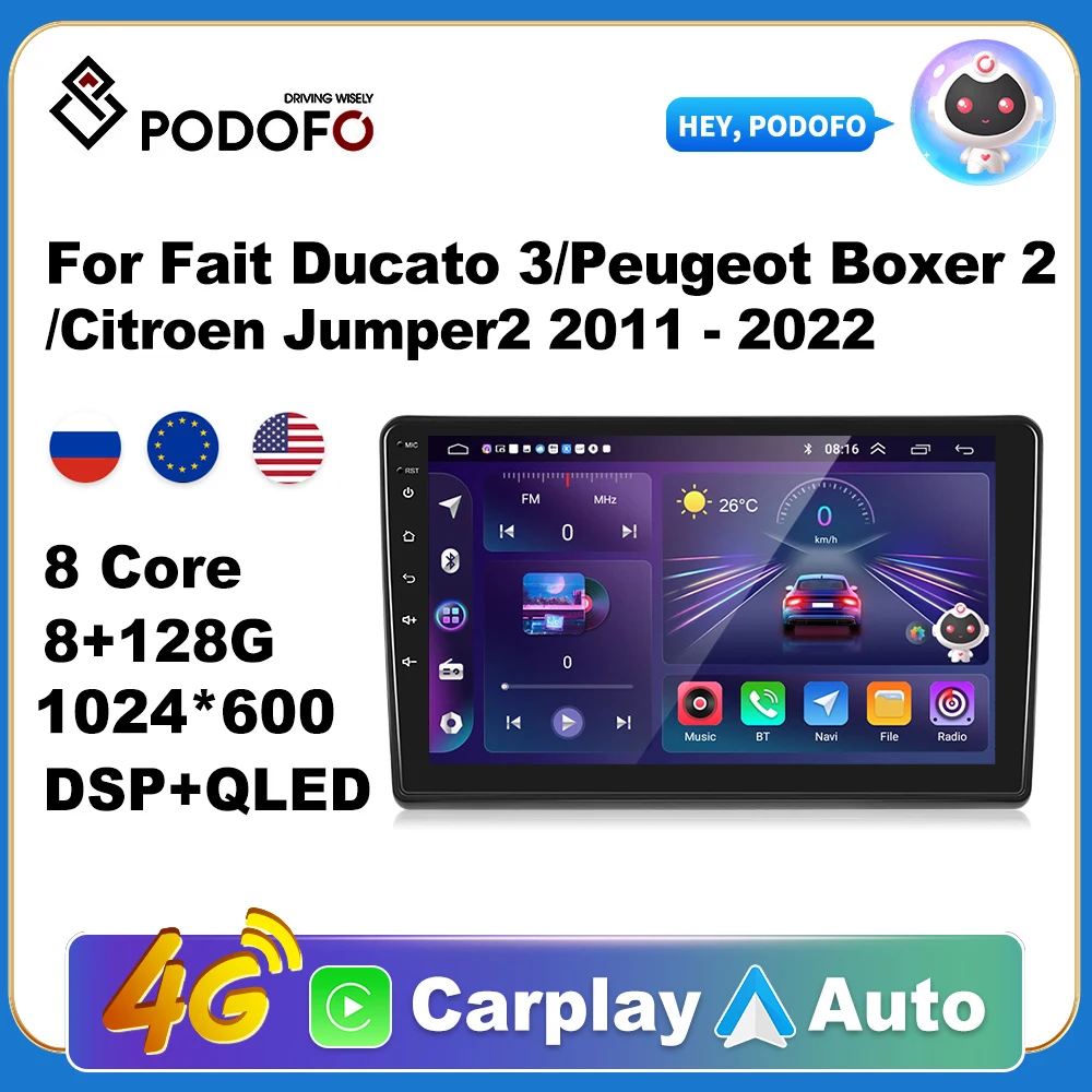Podofo Wireless CarPlay Andorid Auto Car Radio For Ducato 3/Peugeot Boxer 2/Citroen Jumper2 2011-2022 AI Voice Multimedia GPS
Podofo Wireless CarPlay Andorid Auto Car Radio For Ducato 3/Peugeot Boxer 2/Citroen Jumper2 2011-2022 AI Voice Multimedia GPS