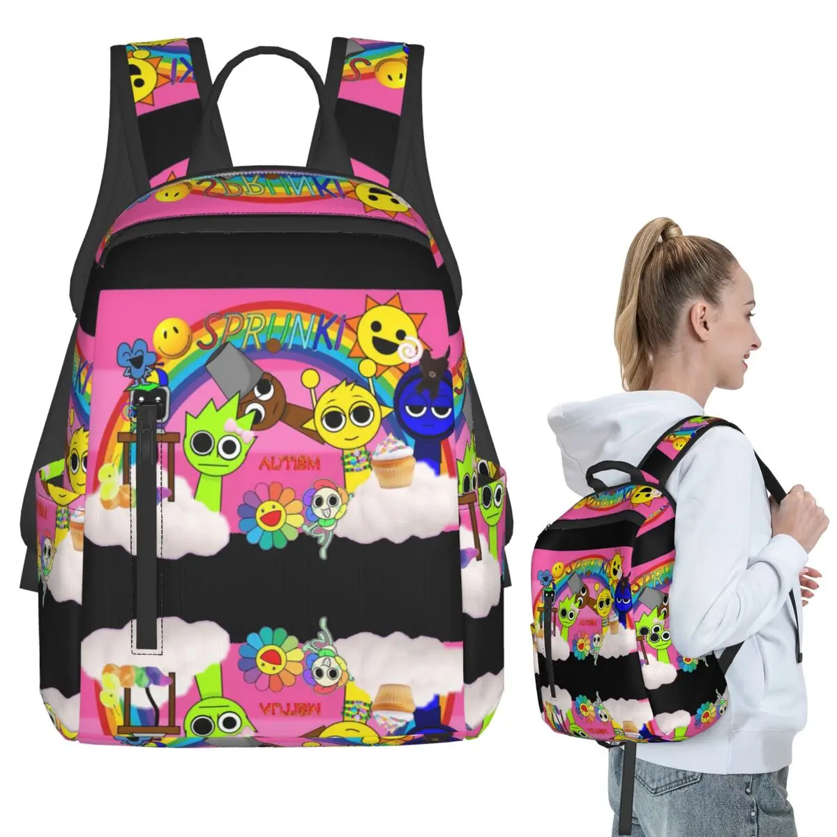 Рюкзак для игры Sprunki Incredibox, студенческая сумка для книг для мальчиков и девочек, детская школьная сумка, компьютерные сумки на плечо для мужчин и женщин
Рюкзак для игры Sprunki Incredibox, студенческая сумка для книг для мальчиков и девочек, детская школьная сумка, компьютерные сумки на плечо для мужчин и женщин