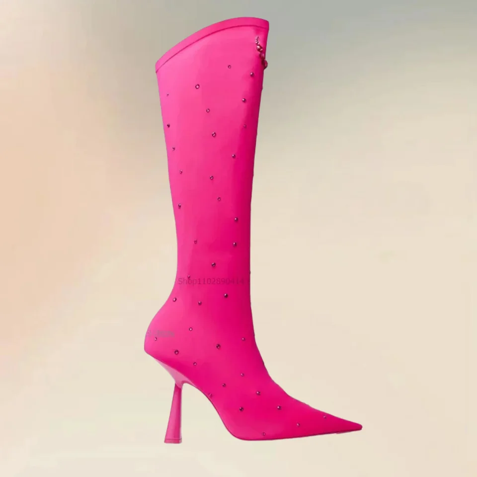 Rose Red Rhinestone Pointed Toe Boots Elastic Band Women Shoes Thin High Heels Fashion Party Banquet 2025 Zapatos Para Mujere
Rose Red Rhinestone Pointed Toe Boots Elastic Band Women Shoes Thin High Heels Fashion Party Banquet 2025 Zapatos Para Mujere