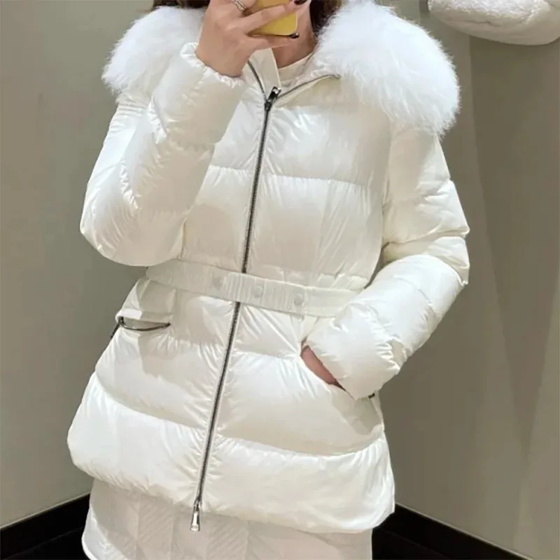 High quality Women's Winter Tops Coat Down Jacket Hooded Waisted Fox Fur Collar Innerwear Round Collar Warm Soft 2581654
High quality Women's Winter Tops Coat Down Jacket Hooded Waisted Fox Fur Collar Innerwear Round Collar Warm Soft 2581654