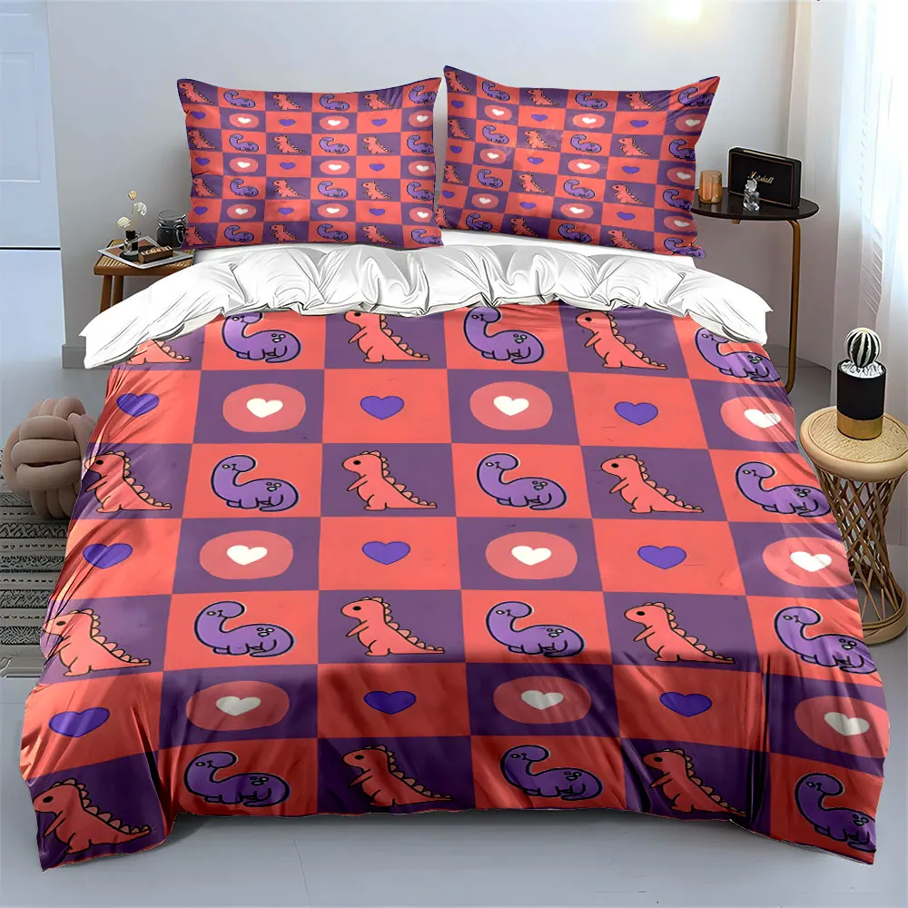 Cartoon dinosaurs and hearts pattern Duvet Cover Set with 3D Printing Design Soft Polyester Bedding Set All-Season Comfort
Cartoon dinosaurs and hearts pattern Duvet Cover Set with 3D Printing Design Soft Polyester Bedding Set All-Season Comfort