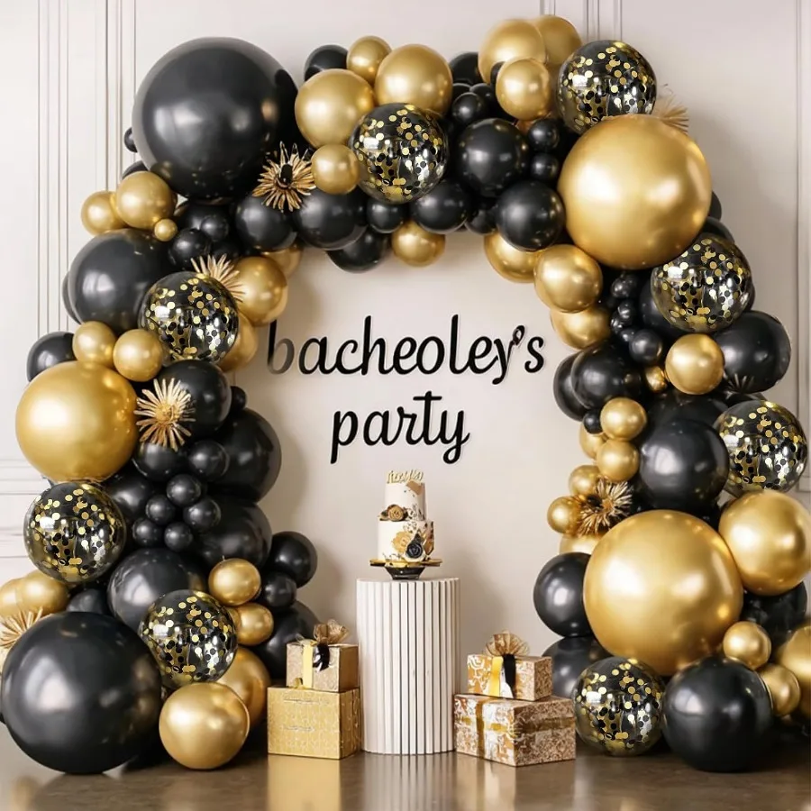 Black and Gold Balloon Arch Kit 144pcs with Metallic Gold Confetti Balloons in Various Sizes 18 12 10 5in for Elegant Birthday
Black and Gold Balloon Arch Kit 144pcs with Metallic Gold Confetti Balloons in Various Sizes 18 12 10 5in for Elegant Birthday