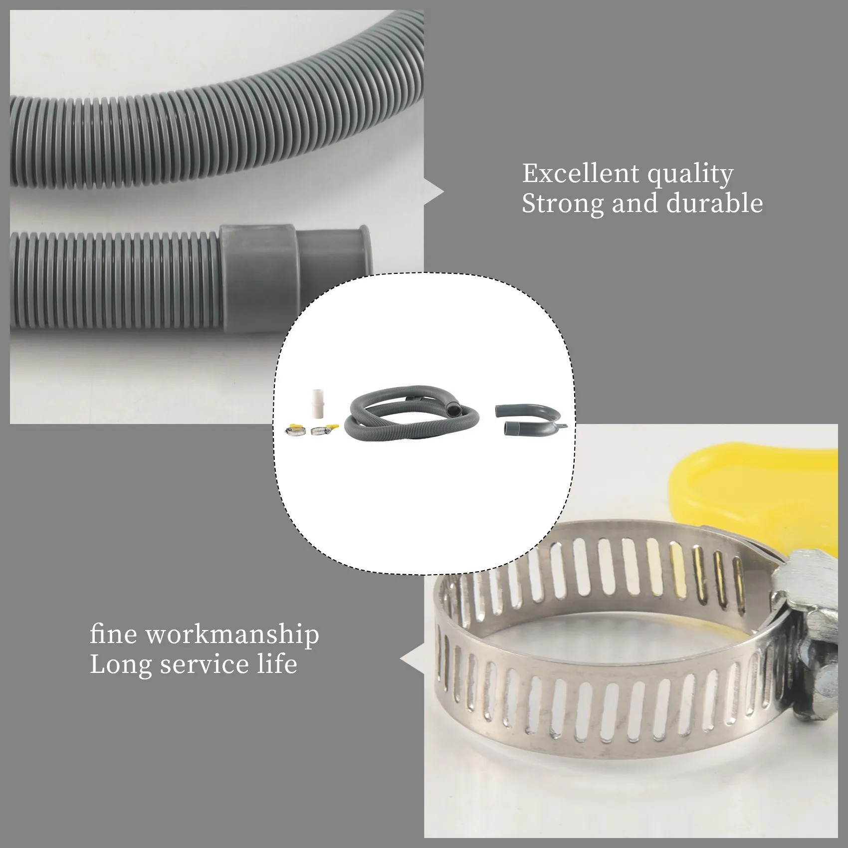 AB39-Drain Hose Extension Set Universal Washing Machine Hose 1.5M, Include Bracket Hose Connector And Hose Clamps Drain Hoses
AB39-Drain Hose Extension Set Universal Washing Machine Hose 1.5M, Include Bracket Hose Connector And Hose Clamps Drain Hoses