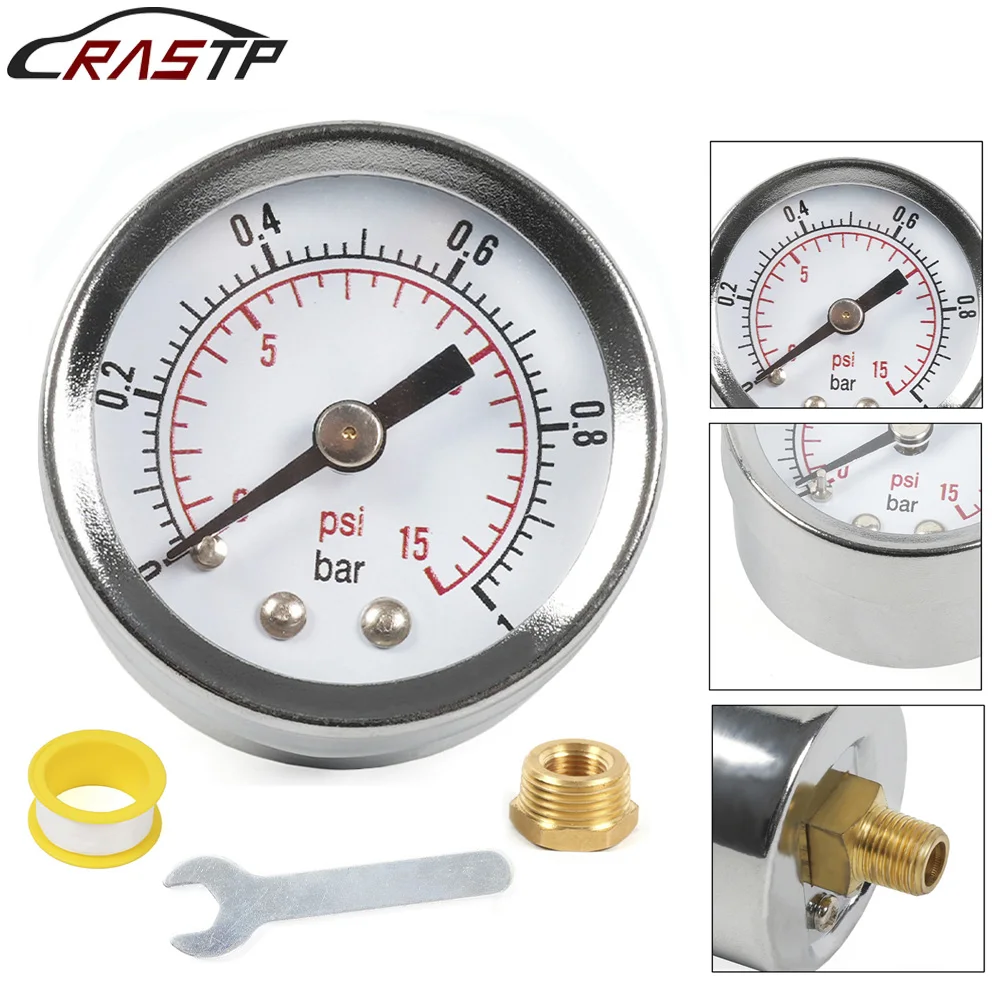 RASTP-0-15PSI 0-1Bar Stainless Double Scale Pressure Gauge For Fuel Injections Systems With 1/8NPT 3/8NPT Connector CAP026
RASTP-0-15PSI 0-1Bar Stainless Double Scale Pressure Gauge For Fuel Injections Systems With 1/8NPT 3/8NPT Connector CAP026