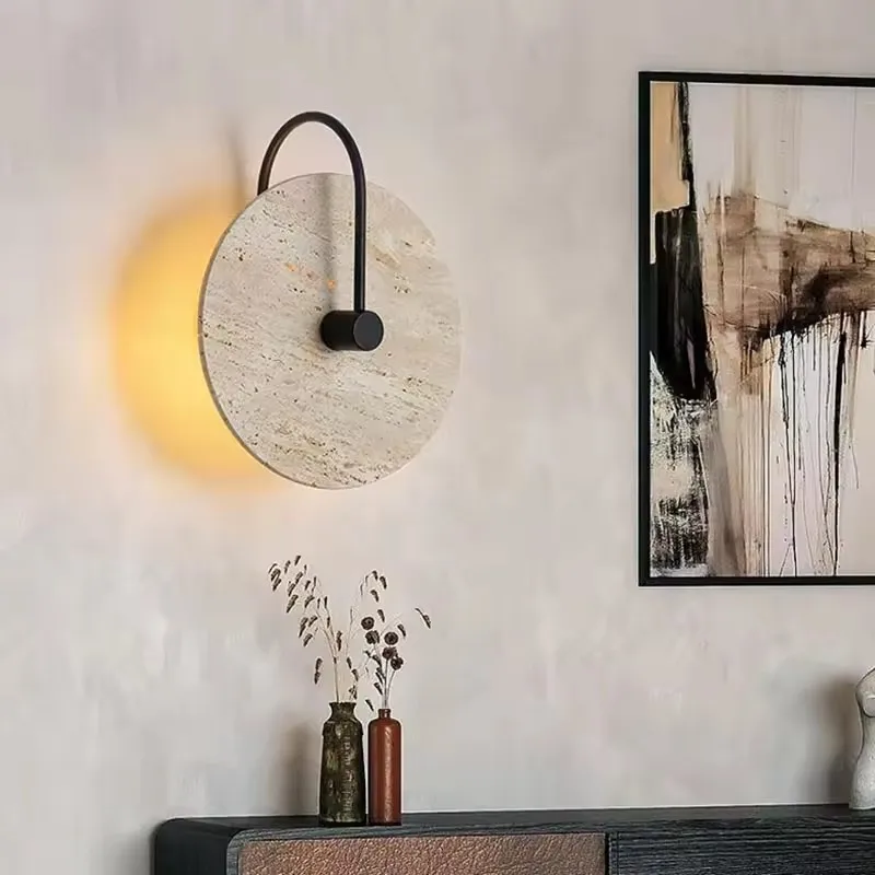 Wabi-Sabi Round Marble LED Wall Light Yellow Travertine Sconce Lighting for Bedroom Hotel Corridor Atmosphere Lamp Home Decor
Wabi-Sabi Round Marble LED Wall Light Yellow Travertine Sconce Lighting for Bedroom Hotel Corridor Atmosphere Lamp Home Decor