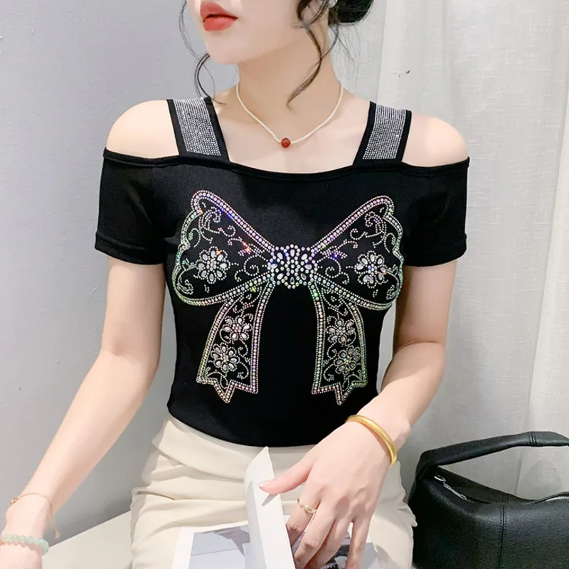 New Arrival Summer European Y2K Clothes Women's T-Shirts Chic Luxury Butterfly Hot Diamonds Tees Sexy Girl Slim Streetwear Tops
New Arrival Summer European Y2K Clothes Women's T-Shirts Chic Luxury Butterfly Hot Diamonds Tees Sexy Girl Slim Streetwear Tops