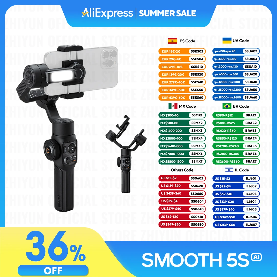 ZHIYUN Официальный SMOOTH 5S AI отслеживания Gimbal для смартфона 3-осевой стабилизатор заполнить свет Gimbals для iPhone 15 Pro Max Android
ZHIYUN Официальный SMOOTH 5S AI отслеживания Gimbal для смартфона 3-осевой стабилизатор заполнить свет Gimbals для iPhone 15 Pro Max Android